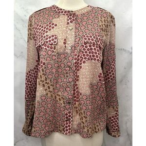 Weill Paris Blouse Button Down Floral Geometric Cottagecore 12 Parisian Boho Lux